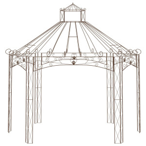 Pérgola de jardín marrón antiguo 400x258x378 cm hierro H