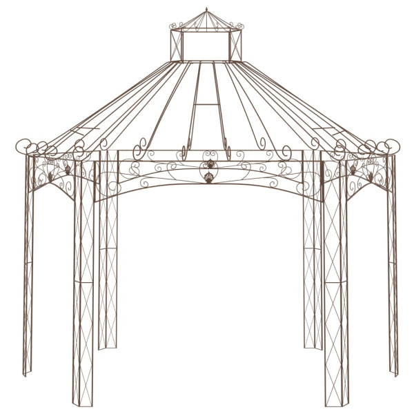 Pérgola de jardín marrón antiguo 400x258x378 cm hierro M 2