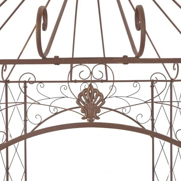 Pérgola de jardín marrón antiguo 400x258x378 cm hierro M 4