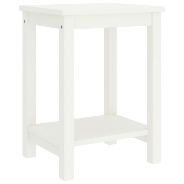 Mesita de noche madera maciza de mango blanco 40x30x50 cm D