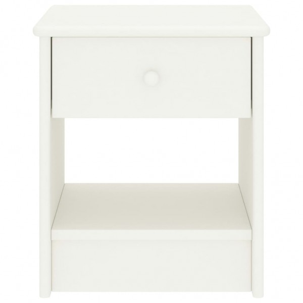 Mesita de noche madera maciza de mango blanco 35x30x40 cm M 2