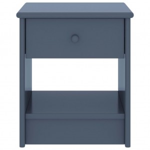 Mesita de noche madera maciza de mango gris claro 35x30x40 cm H