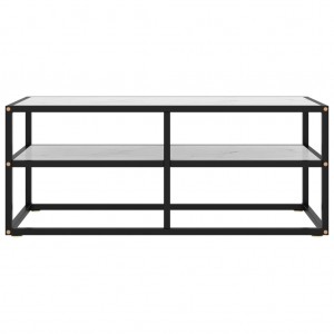 Móvel de TV 100x40x40 cm vidro mármore branco H