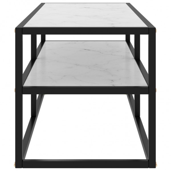 Mueble para TV negro con vidrio de mármol blanco 100x40x40 cm M 3