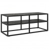 Mueble para TV negro con vidrio de mármol negro 100x40x40 cm 1