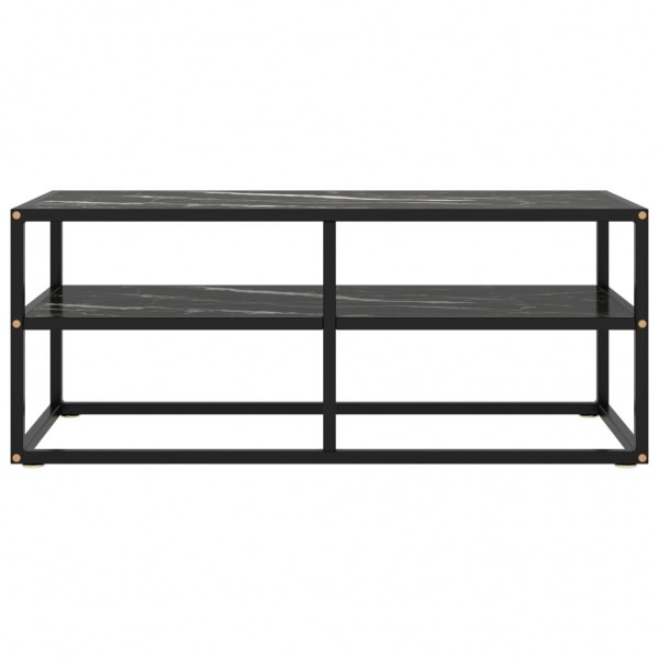 Mueble para TV negro con vidrio de mármol negro 100x40x40 cm M 2