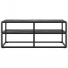 Mueble para TV negro con vidrio de mármol negro 100x40x40 cm 2