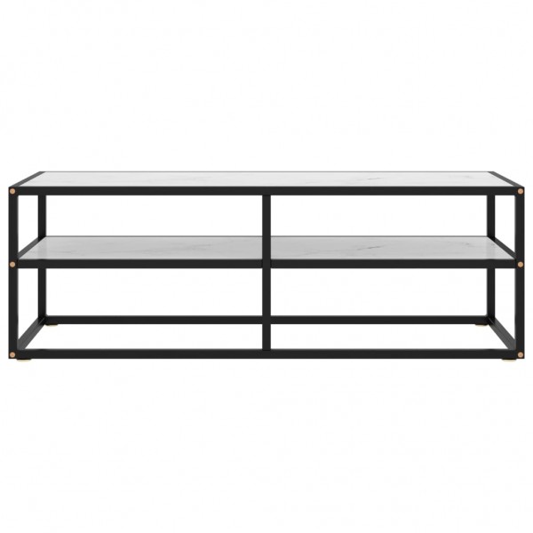Mueble para TV negro con vidrio de mármol blanco 120x40x40 cm M 2
