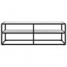 Mueble para TV negro con vidrio de mármol blanco 120x40x40 cm 2
