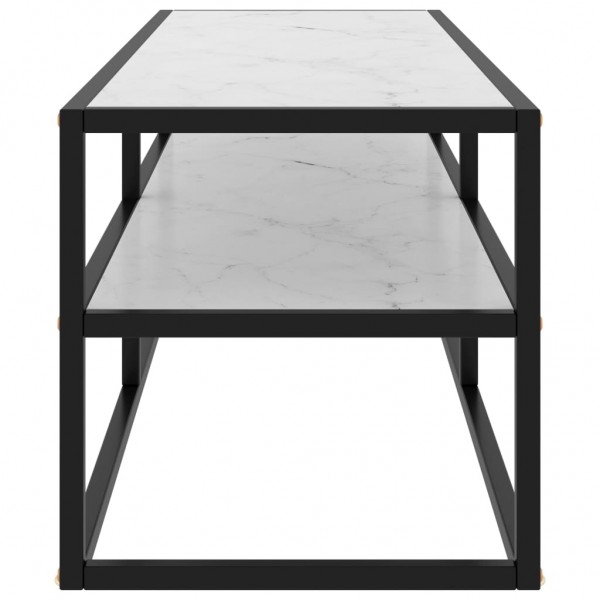 Mueble para TV negro con vidrio de mármol blanco 120x40x40 cm M 3