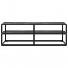 Mueble para TV negro con vidrio de mármol negro 120x40x40 cm 2