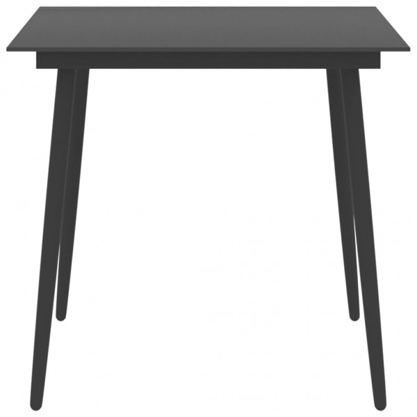 Mesa de comedor para jardín acero y vidrio negro 80x80x74 cm M 3