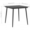 Mesa de comedor para jardín acero y vidrio negro 80x80x74 cm 4
