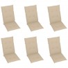 Cojín silla de jardín respaldo alto 6 uds tela beige 120x50x3cm 1