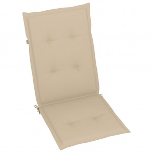Cojín silla de jardín respaldo alto 6 uds tela beige 120x50x3cm H