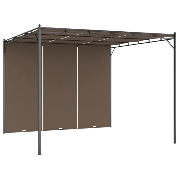 Gazebo jardim c/ cortina lateral 3x3x2.25m cinzento-acastanhado M 2
