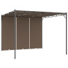 Gazebo jardim c/ cortina lateral 3x3x2.25m cinzento-acastanhado 2