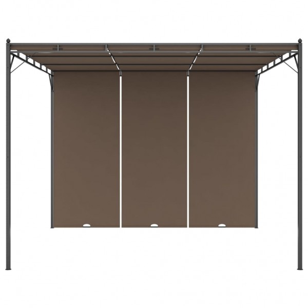 Gazebo jardim c/ cortina lateral 3x3x2.25m cinzento-acastanhado M 3