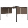 Gazebo jardim c/ cortina lateral 4x3x2.25m cinzento-acastanhado 1