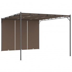 Gazebo jardim c/ cortina lateral 4x3x2.25m cinzento-acastanhado H
