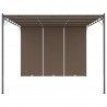 Cenador de jardín con cortina lateral gris taupe 4x3x2.25 m 3