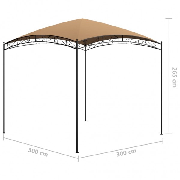 Gazebo 3x3x2.65 m 180 g/m² cinzento-acastanhado M 5