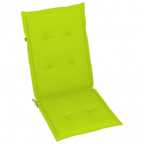 Cojín silla de jardín respaldo alto 6 uds tela verde 120x50x3cm M 2