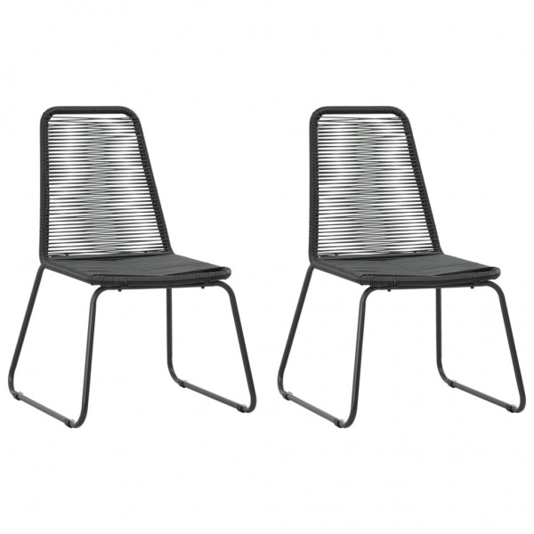 Set de comedor de jardín de 3 piezas PVC ratán negro M 3