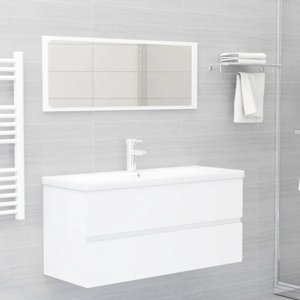 Armario para lavabo madera contrachapada blanco 100x38.5x45 cm M 3