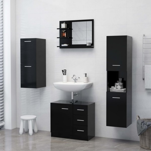 Espejo de baño madera contrachapada negro 60x10.5x45 cm M 4