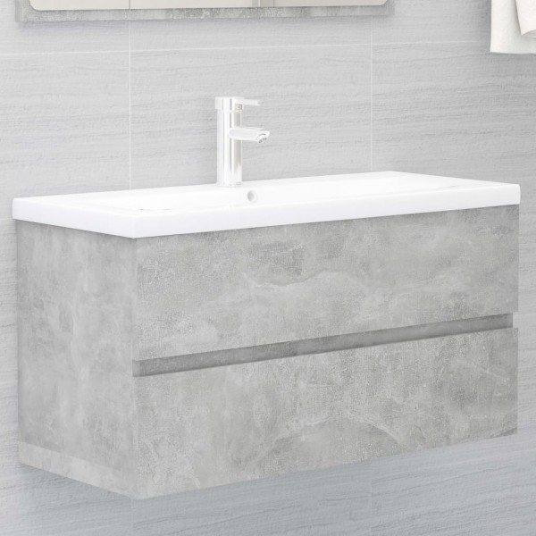 Armario para lavabo contrachapada gris hormigón 90x38.5x45 cm D