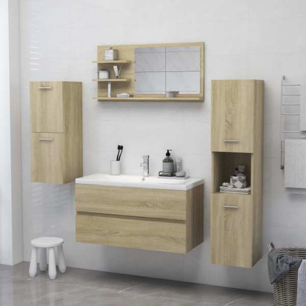 Espejo de baño madera contrachapada roble Sonoma 90x10.5x45 cm M 4