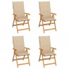 Sillas de jardín 4 unidades madera maciza de teca cojines beige 1