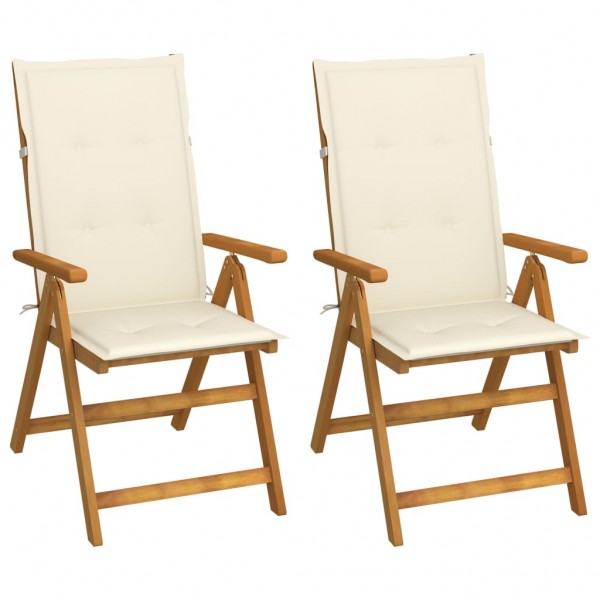 Sillas de jardín reclinables 2 uds madera maciza acacia cojines D