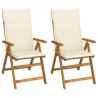 Cadeiras jardim reclináveis c/ almofadões 2 pcs acácia maciça 1