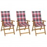 Cadeiras de jardim dobráveis c/ almofadões 3 pcs acácia maciça 1