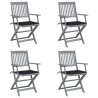 Cadeiras exterior dobráveis c/ almofadões 4 pcs acácia maciça 1