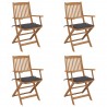 Sillas de jardín plegables 4 uds y cojines madera maciza acacia 1