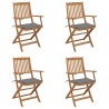 Sillas de jardín plegables 4 uds y cojines madera maciza acacia 1