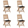 Cadeiras de jardim dobráveis c/ almofadões 4 pcs acácia maciça 1