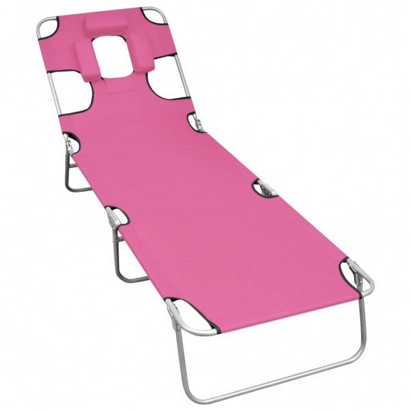 Tumbona plegable con cojín para la cabeza acero rosa magenta D