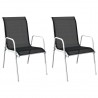 Cadeiras de jardim empilháveis 2 pcs aço e textilene preto 1