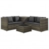 4 pcs conjunto lounge de jardim c/ almofadões vime PE cinzento 1