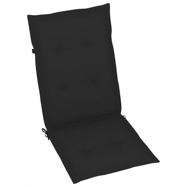 Cojín silla de jardín respaldo alto 6 uds tela negro 120x50x3cm M 4