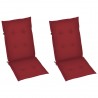 Cojín silla de jardín respaldo alto 2 uds tela rojo 120x50x3 cm 1