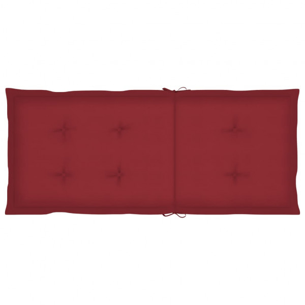 Cojín silla de jardín respaldo alto 2 uds tela rojo 120x50x3 cm M 2