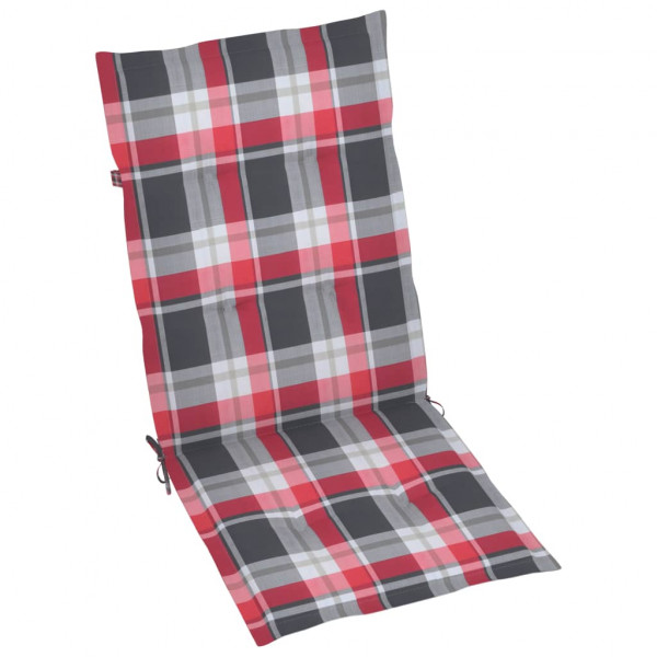 Cojín silla jardín respaldo alto 2 uds cuadros rojo 120x50x3 cm M 4