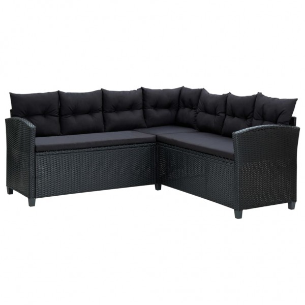 Set muebles de jardín 6 piezas y cojines ratán sintético negro M 4