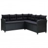 6 pcs conjunto lounge de jardim c/ almofadões vime PE preto 4