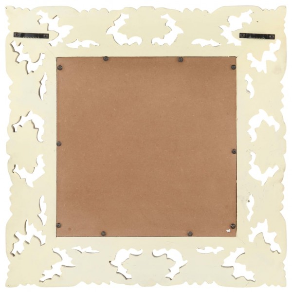 Espelho esculpido à mão 50x50 cm mangueira maciça branco M 3